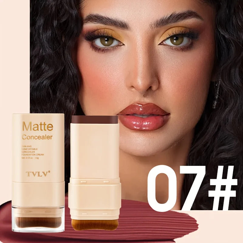 2-in-1 Concealer Eraser Dual-Head Foundation Stick with Brush Head Nine Colors European and American Waterproof Non-Caking Solid Foundation Cream 15G/Stick - 1 Stick Oasis Select 07 15g