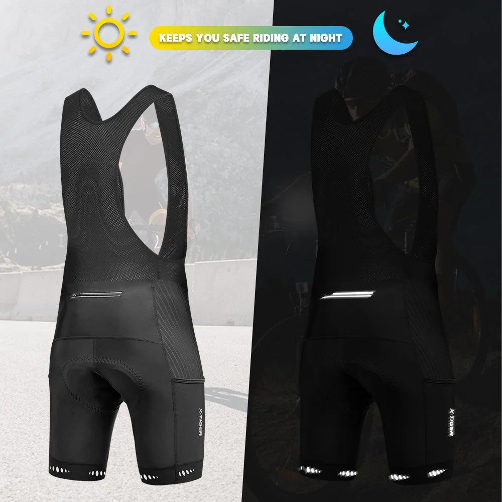 X-TIGER Men's Cycling Bib Shorts 5D Padded 3 Pockets Breathable Quick Dry Road Mountain Bike Pants For Long Rides Oasis Select