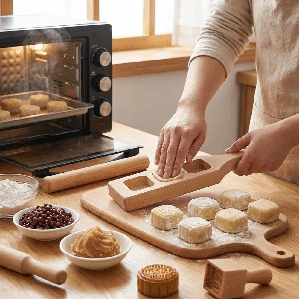 Nut Cookies Mold Non-Stick Wooden Pastry Mold Manual Dough Press Handmade Rice Cake Mold Wood Dessert Mold DIY Oasis Select