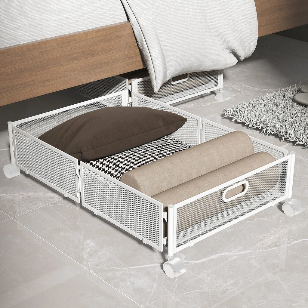 Under the bed rack Bedroom under the bed Storage rack Pull-out pulley Clothing organizer Storage box Oasis Select