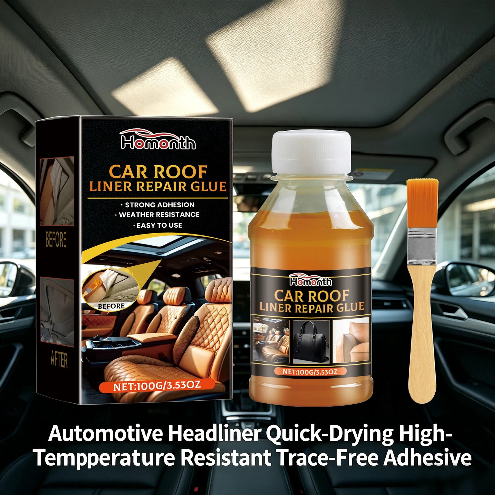 Car Roof Liner Adhesive Car Roof Fabric Glue Auto Front Rear Window Edge Sealing Strips Waterproof Dustproof Protector Oasis Select