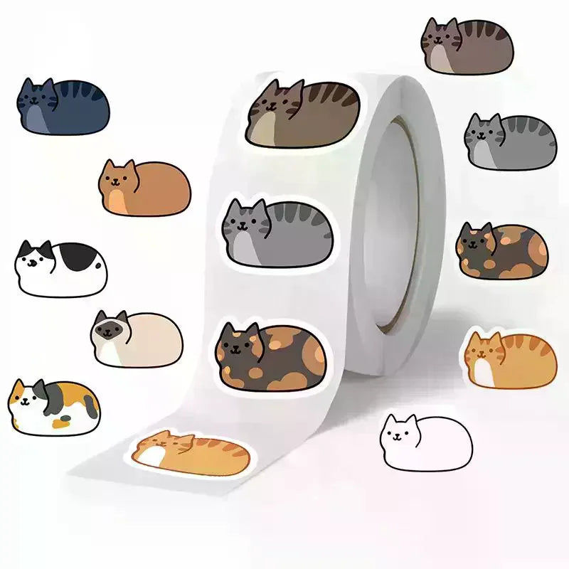 500PCS Kawaii Cartoon Cat Tuo Tuo Roll Stickers Skateboard Laptop Luggage Skateboard Phone Gift Waterproof Phone Cute Sticker Oasis Select