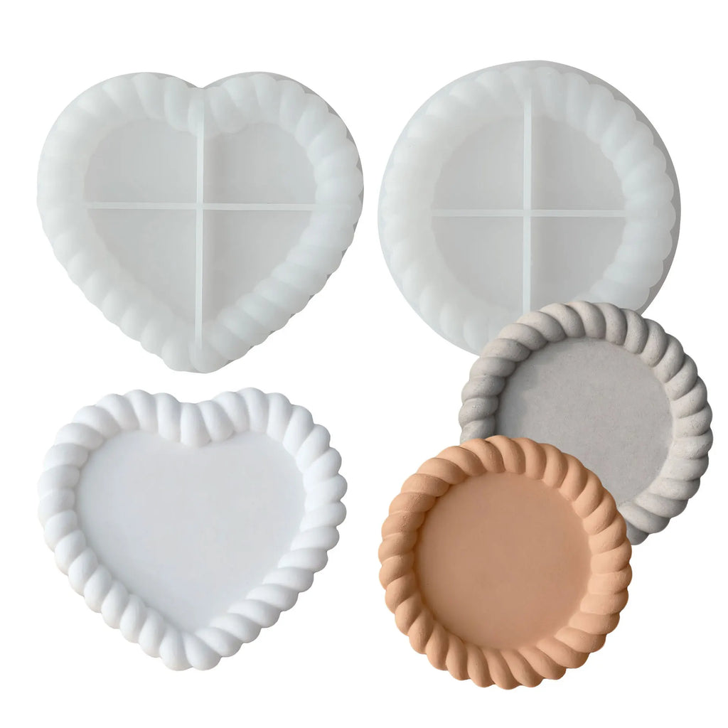 Bubble Storage Tray Silicone Mold DIY Resin Plaster Cement Gift Casting Mould Round Flower Cloud Heart Shape Coaster Home Decor Oasis Select