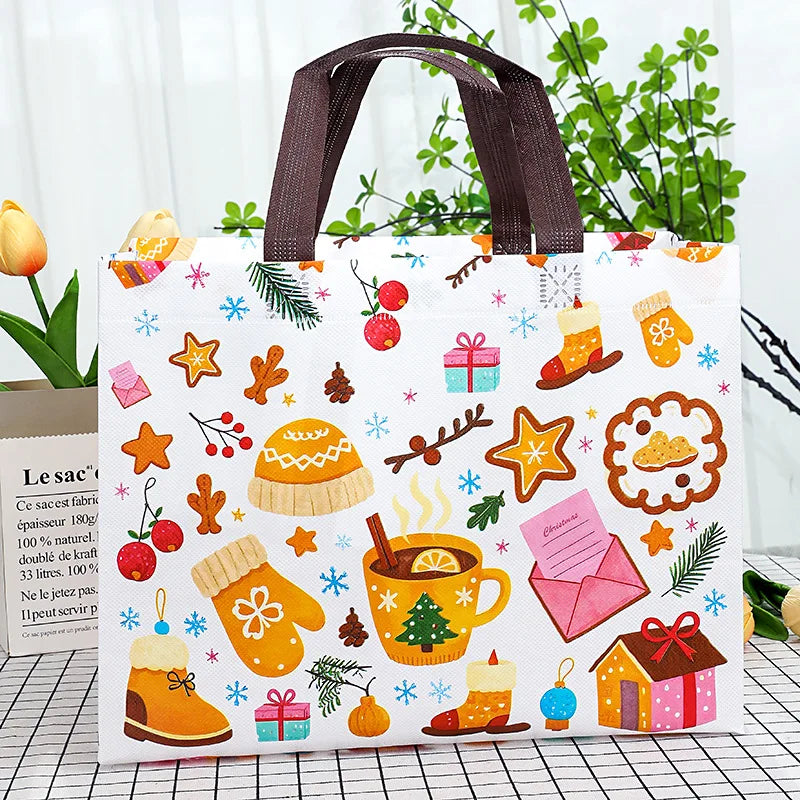 Christmas Snowman & Santa Non-Woven Gift Bag | Holiday Tote