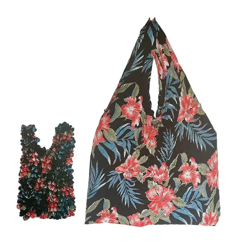 Flower Expansion Fold Pleated Flexible Stretch Mini Shopping Bag Large Capacity Bubble Elastic Portable Handbag Storage Bag Oasis Select A21