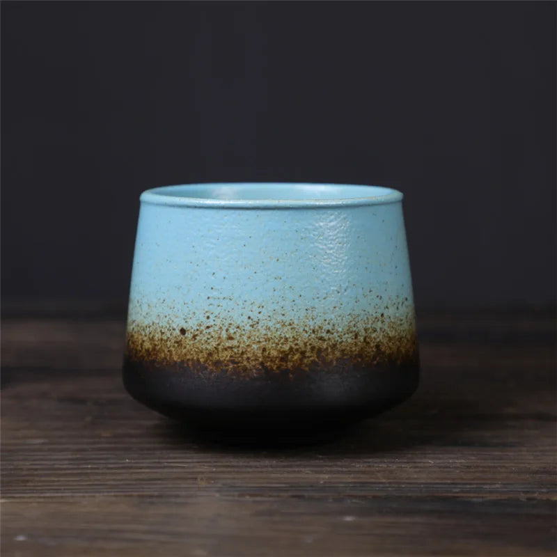 200ml Gradient Ceramic Coffee Cup - Espresso Cup + Latte Cup + Milk Mug, Heat-Resistant Matte Glaze Teacup for Cafes & Home Use Oasis Select Blue-Black 200ml