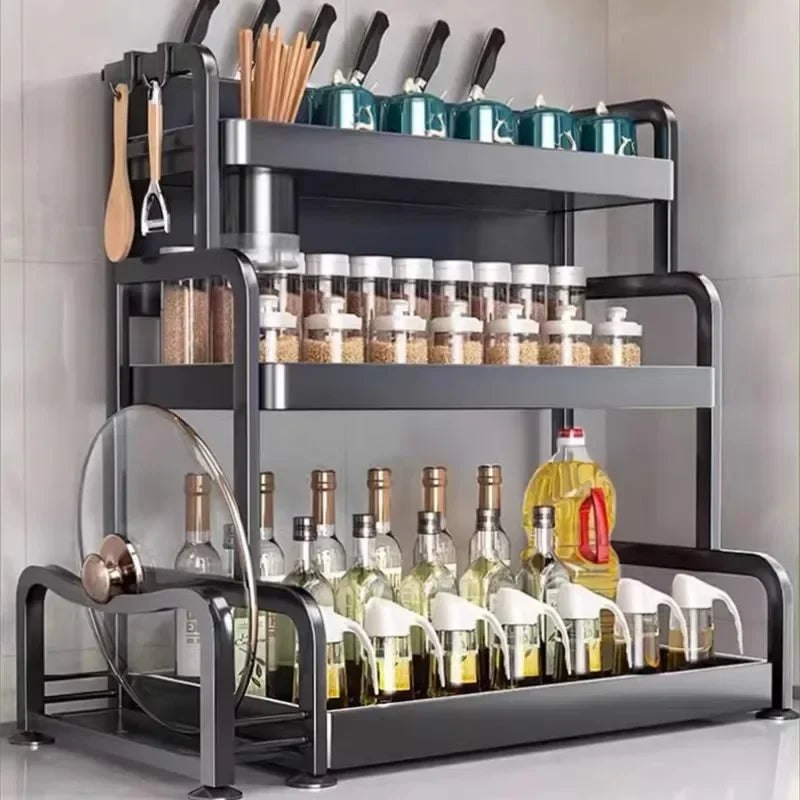 Multi-functional Household cutting board seasoning storage rack multi-layer knife holder chopstick cage kitchen countertop rack Oasis Select