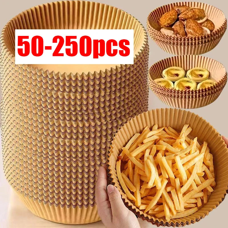 50/100/200/250pcs Air Fryer Paper Liners Disposable Oil-Proof Waterproof Baking Paper Round Parchment Kitchen Party Supplies Oasis Select