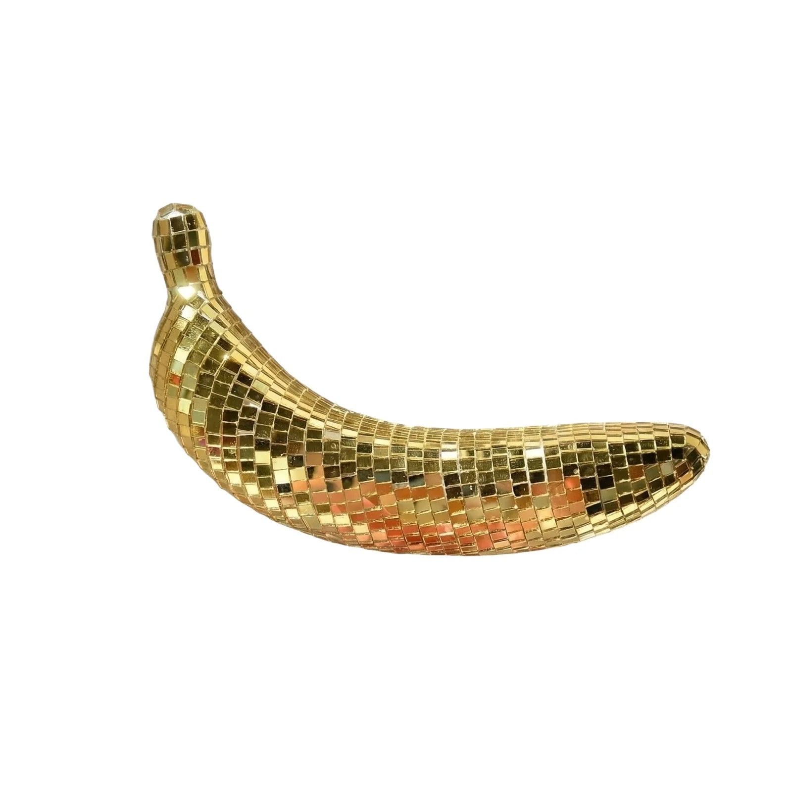 Disco Mirror Banana Figurine – Reflective Retro Desk Ornament Novelty Desk Ornament Oasis Select Gold One Size