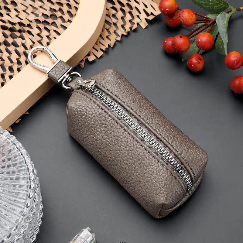 Double Zipper PU Leather Key & Coin Pouch with Metal Clip Key & Coin Pouch Oasis Select A5
