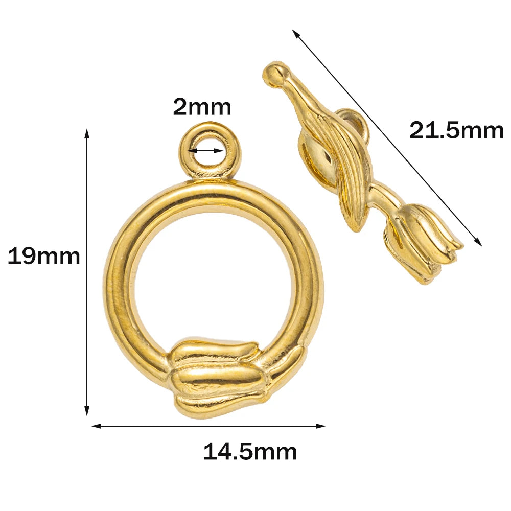 5 Sets Stainless Steel Toggle Clasp T-bar Closure Ring Fastener Hook