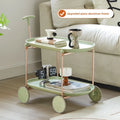 Small fresh lunar rover shelf space aluminum frame storage rack movable living room creative lunar cart Oasis Select Matcha green