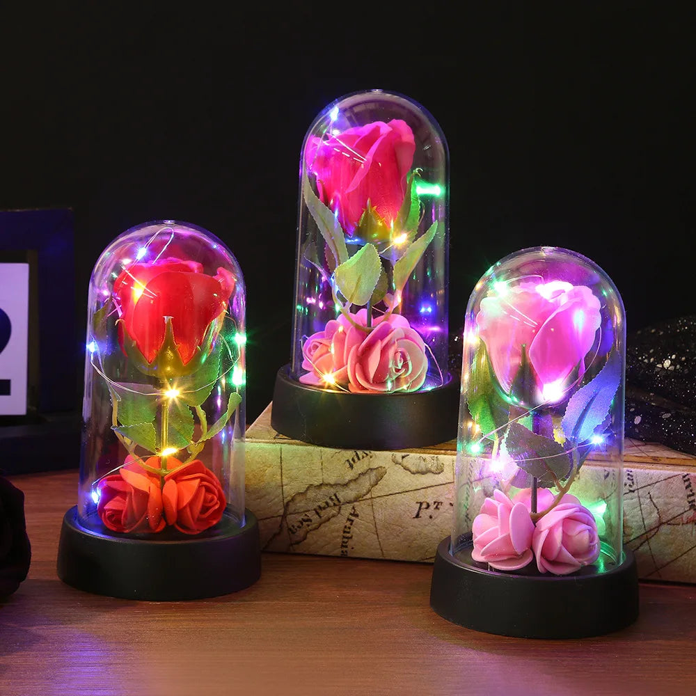LED Rose Dome Ornament – Everlasting Artificial Flower Gift