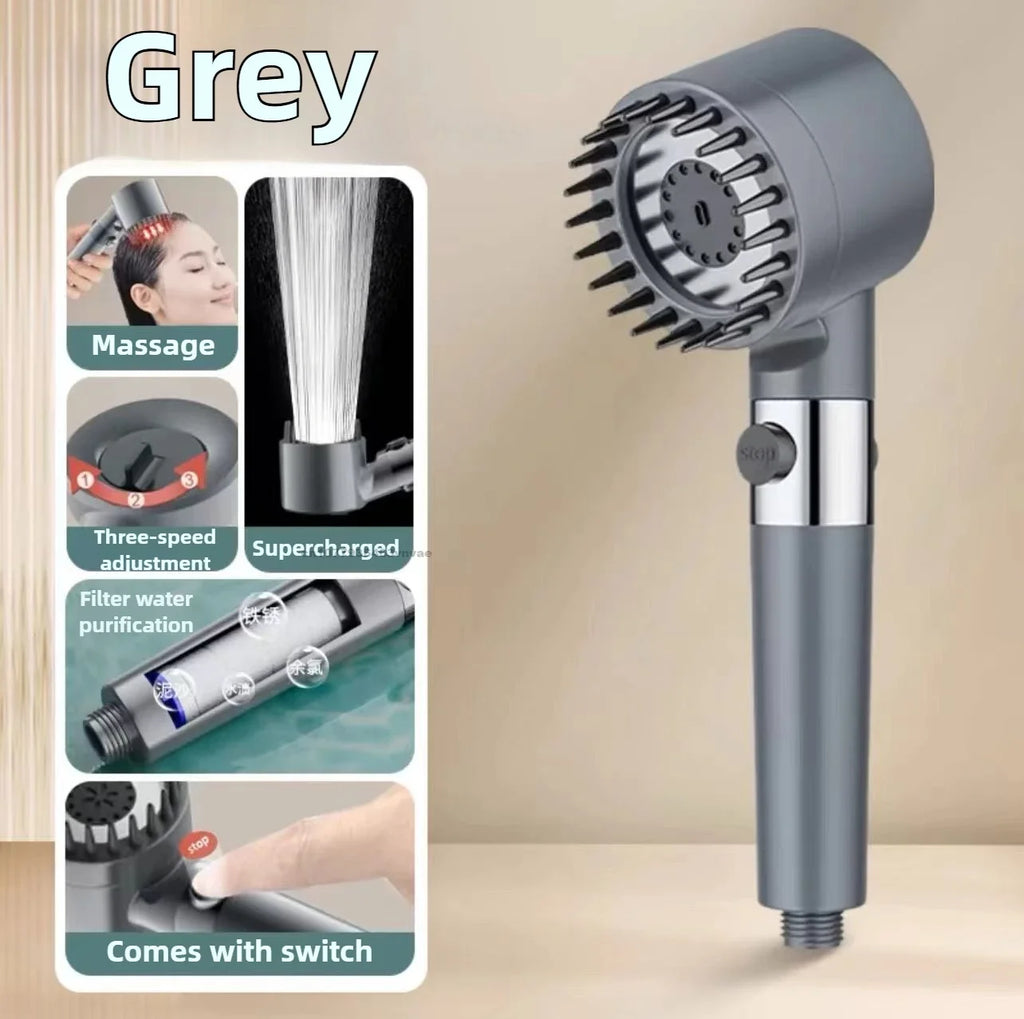 Shower Head with Filter High Pressure Shower Knobs Showers Head One-Key Stop Water Massage Shower System Bathroom Accessories Oasis Select shower head