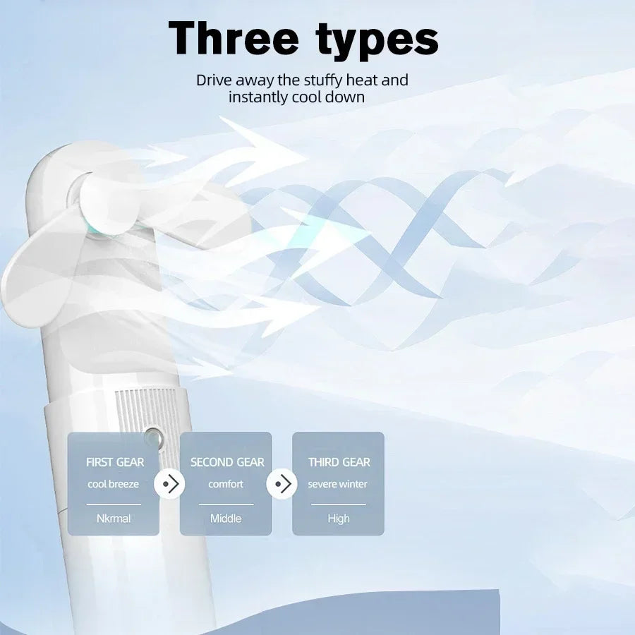 Mini Rechargeable Handheld Fan – 2000mAh USB, 5-Speed Portable