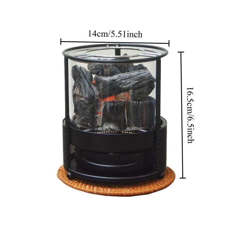 Portable Charcoal Burner Transparent & Thick Iron Mini Stove Outdoor Tea Cooking BBQ & Heating Fire Pit Oasis Select