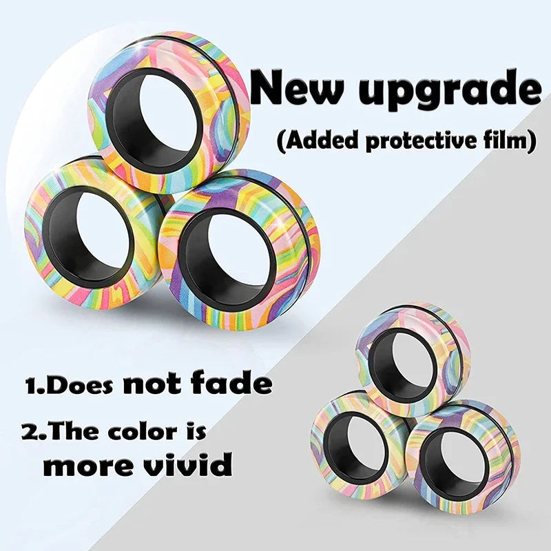 Magnetic Rings Fidget Toy Set Adult Fidget Magnets Spinner Rings Fidget Pack Great Gift for Adults Teens Kids (3PCS) Oasis Select