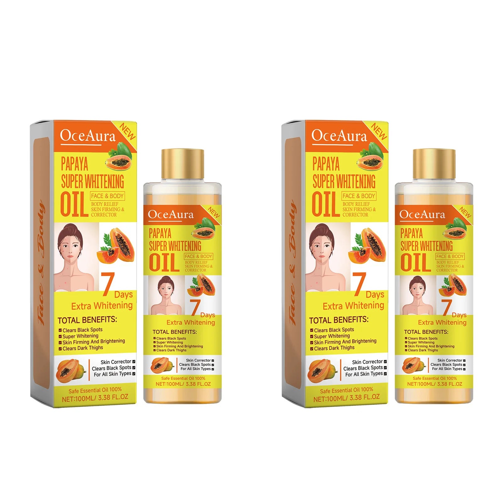 Papaya Whitening Body Oil Nourishing Brightening Skin Care Relaxing Muscle Smoothing Moisturizing Body Massage Skin Papaya Oil Oasis Select 2pcs