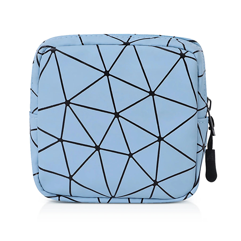 Women Period Pouch Sanitary Bag Makeup Mini Discreet Zipper Organizer Tampon Pad Purse Travel School Storage Essentials Oasis Select Blue