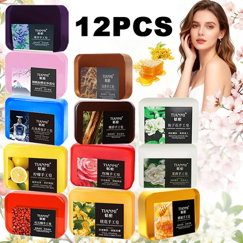 12 PCS Fruit and Flower Scented Hand Soaps, Rose Scented, Cologne Perfume Scented, Lemon Scented and Other 10 Different Scented Oasis Select 840G