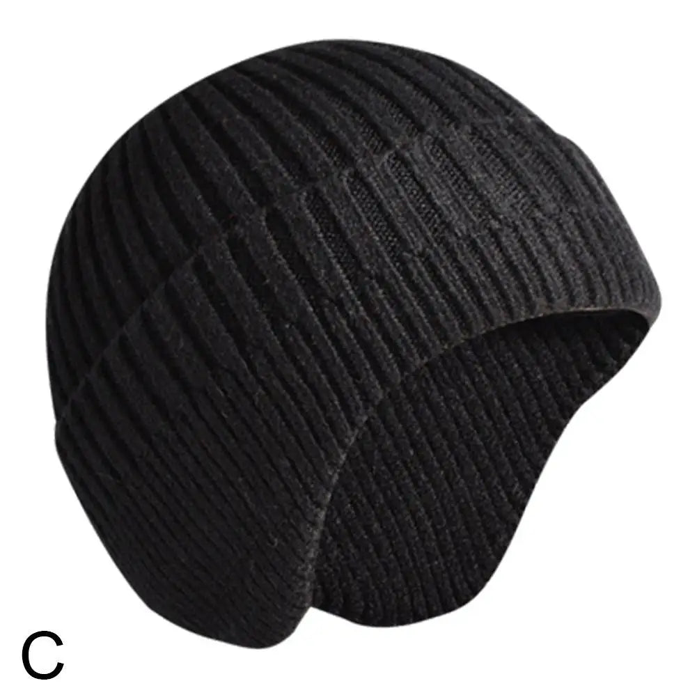 Outdoor Winter Knitted Hat For Men Women Plush Warm Cap Earmuff Casual Fashion Thick Cycling Ear Protection Hats Oasis Select Black