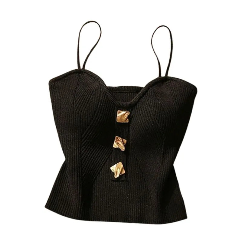 Knit Bandeau Camisole for Women Summer New Sleeveless Backless Crop Top Layering Undershirt Casual Chic Basic Clothing Oasis Select Blsck One Size