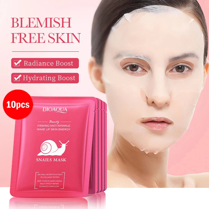 BIOAQUA Snail Hyaluronic Acid Retinol Face Mask 5/10pcs Hydrating Face Mask Oasis Select Snail 10p