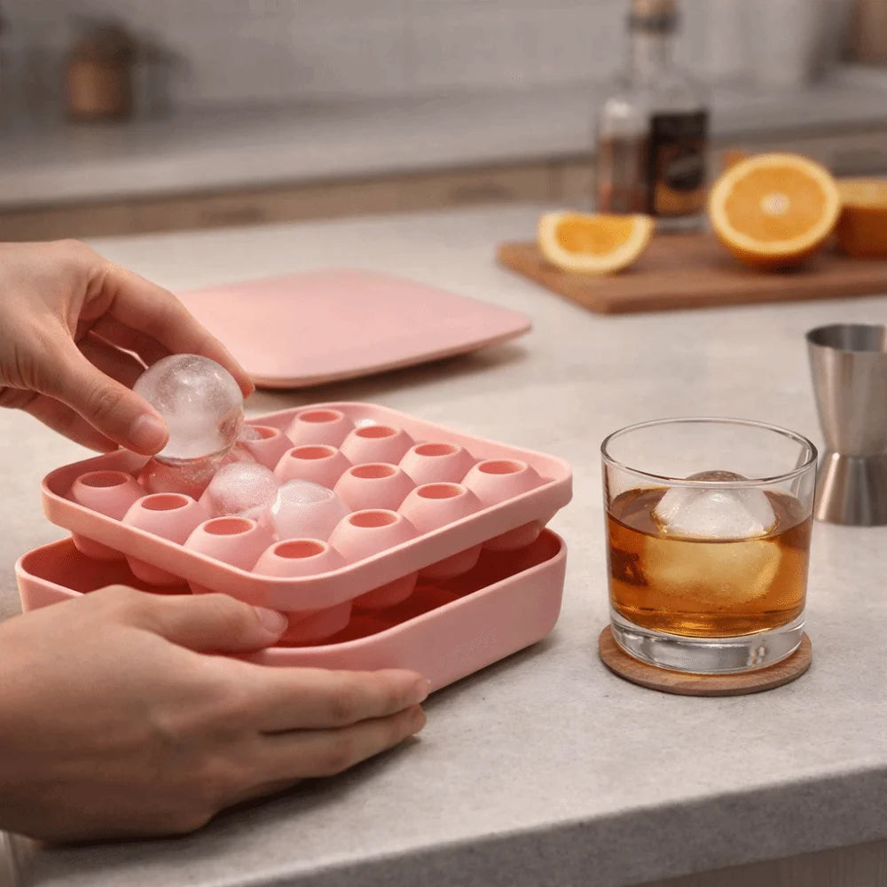 Large Capacity Food-Grade Ice Cube Mold Non-stick 16 Cavity Ice Ball Mold Press Type with Lid and Box Baby Food Mold Summer Oasis Select