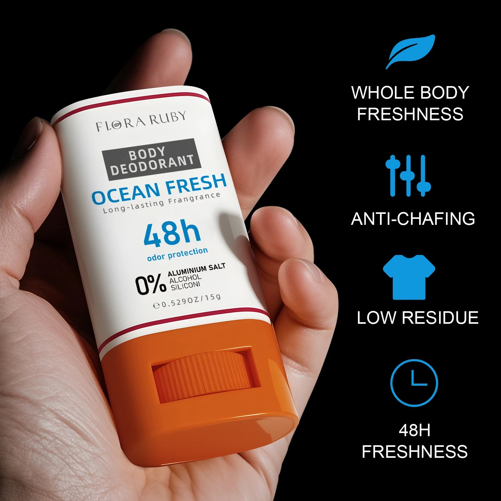 Flora Ruby Refreshing Body Care Cream for Armpits And Underarms, Odor Control, Fresh And Clean Feeling, Portable 15g Oasis Select