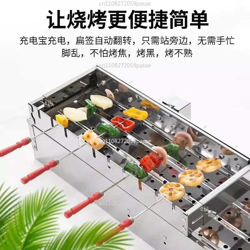 Auto-Rotate Stainless Steel BBQ Skewer & Hot Dog Roller Grill