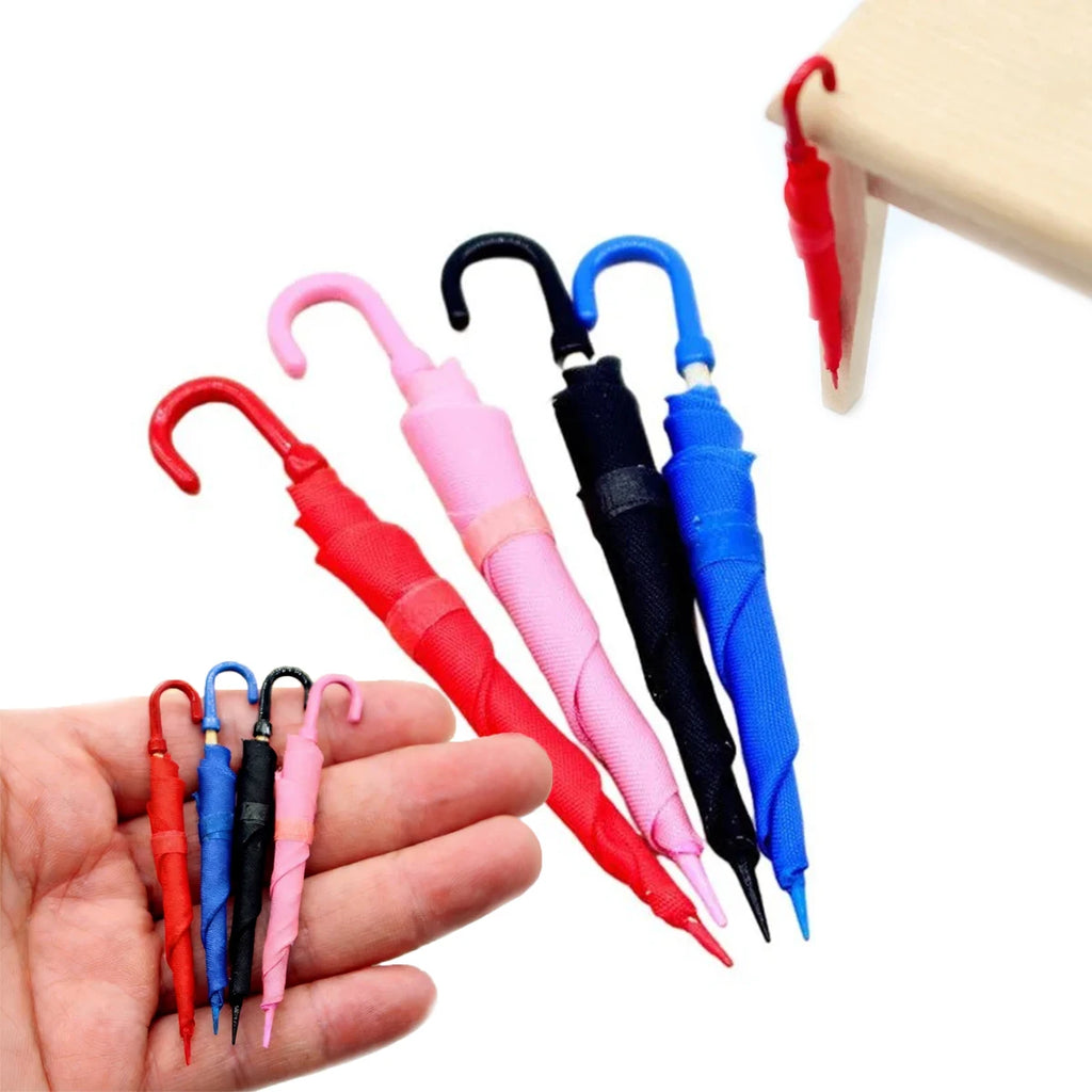 1/4 PCS Dollhouse Mini Umbrella – Realistic 1:12 Non-Opening Dollhouse Accessory for Fairy Garden Paths & Micro Landscapes Oasis Select
