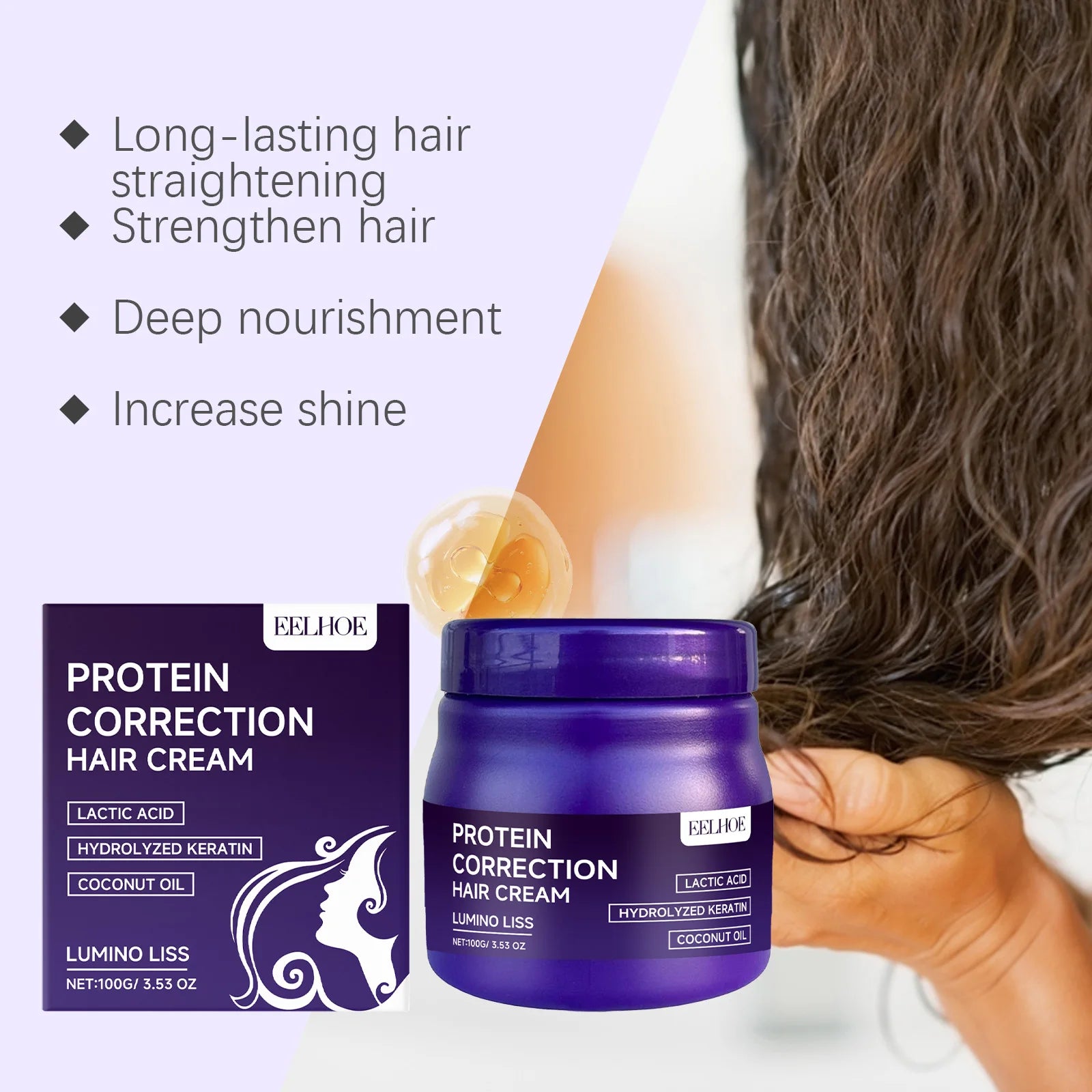 EELHOE Protein Hair Cream – Anti-Frizz Straightening Treatment Hair Straightening Cream Oasis Select