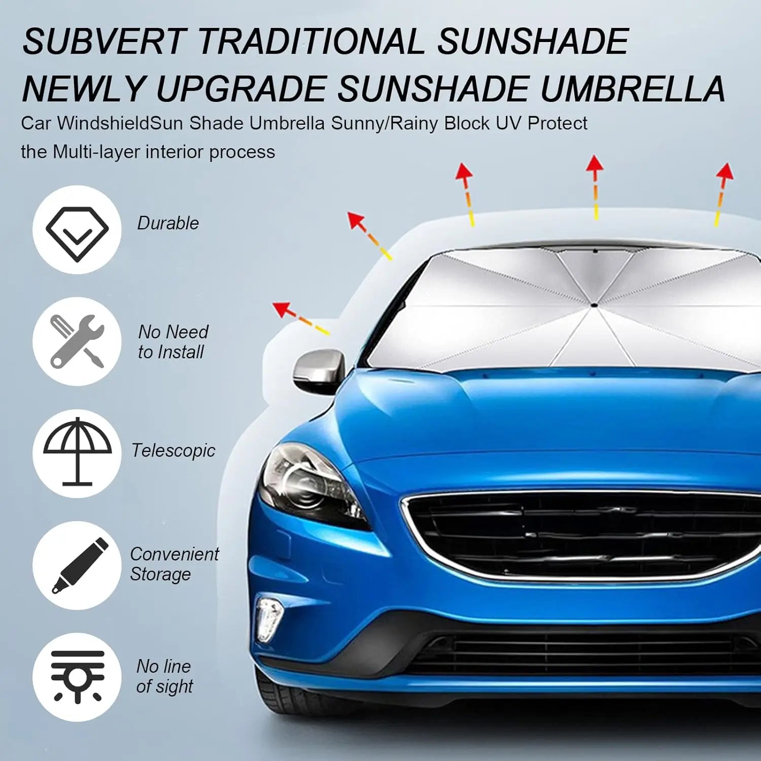 Universal Foldable Car Windshield Sunshade Front Window Sun Protection for SUV Sedan and Van Summer Heat Shield Auto Sun Visor Oasis Select