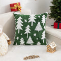 Christmas Throw Pillow Cover Christmas Tree Snowflake Elk Jacquard Plush Pillow Case Holiday Decor New Year's Home Cushion Case Oasis Select Green 3