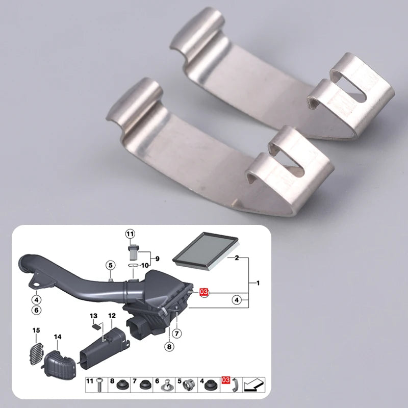 Air Filter Housing to MAF Spring Clips, For BMW 1 & 3 Series F20 F30 F35 (2 Pcs 13711716113) Oasis Select