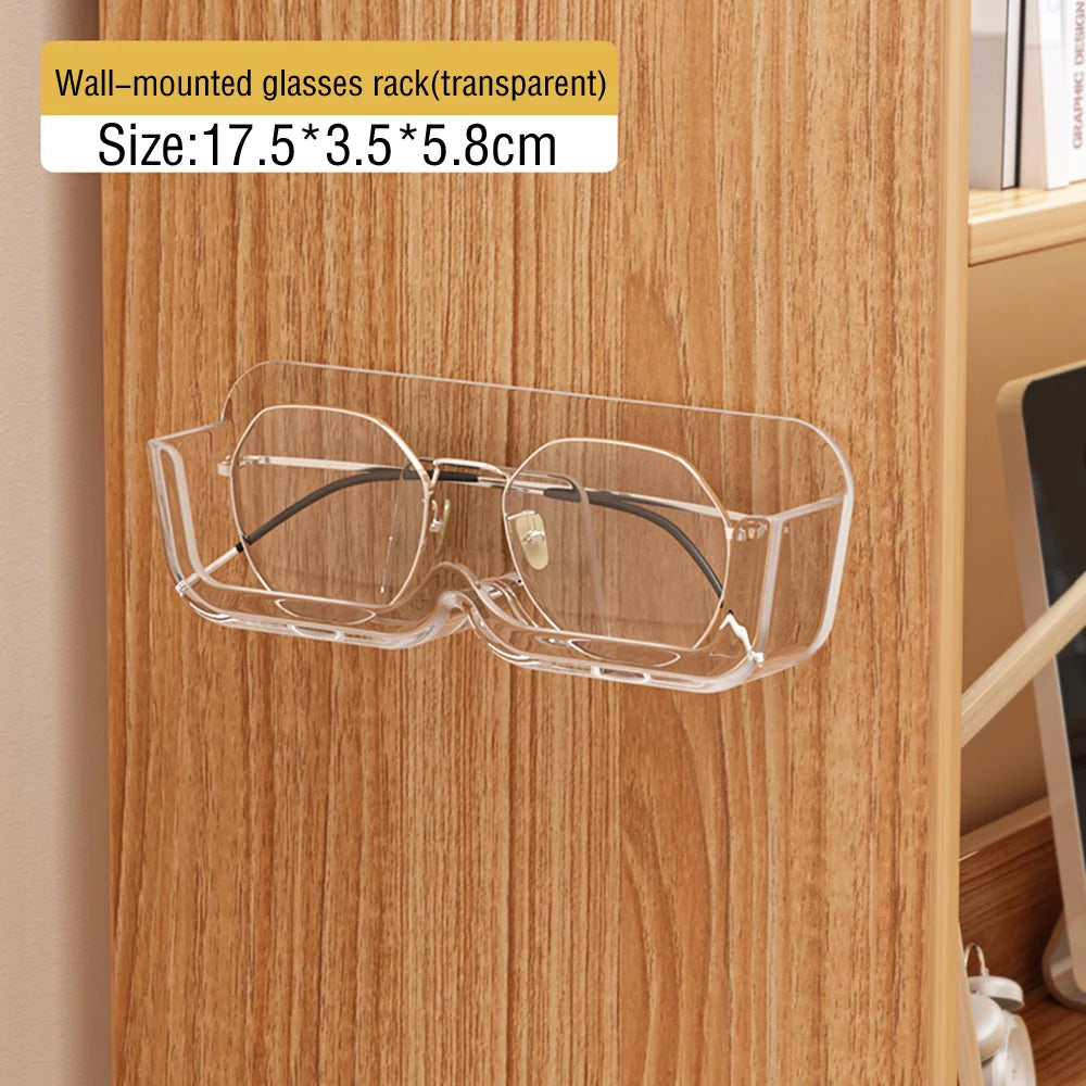 High End Glass Display Cabinet Glasses Storage Box Wall Mounted Perforated Free Sunglasses Storage Rack Sunglass Home Tidying Oasis Select Transparent