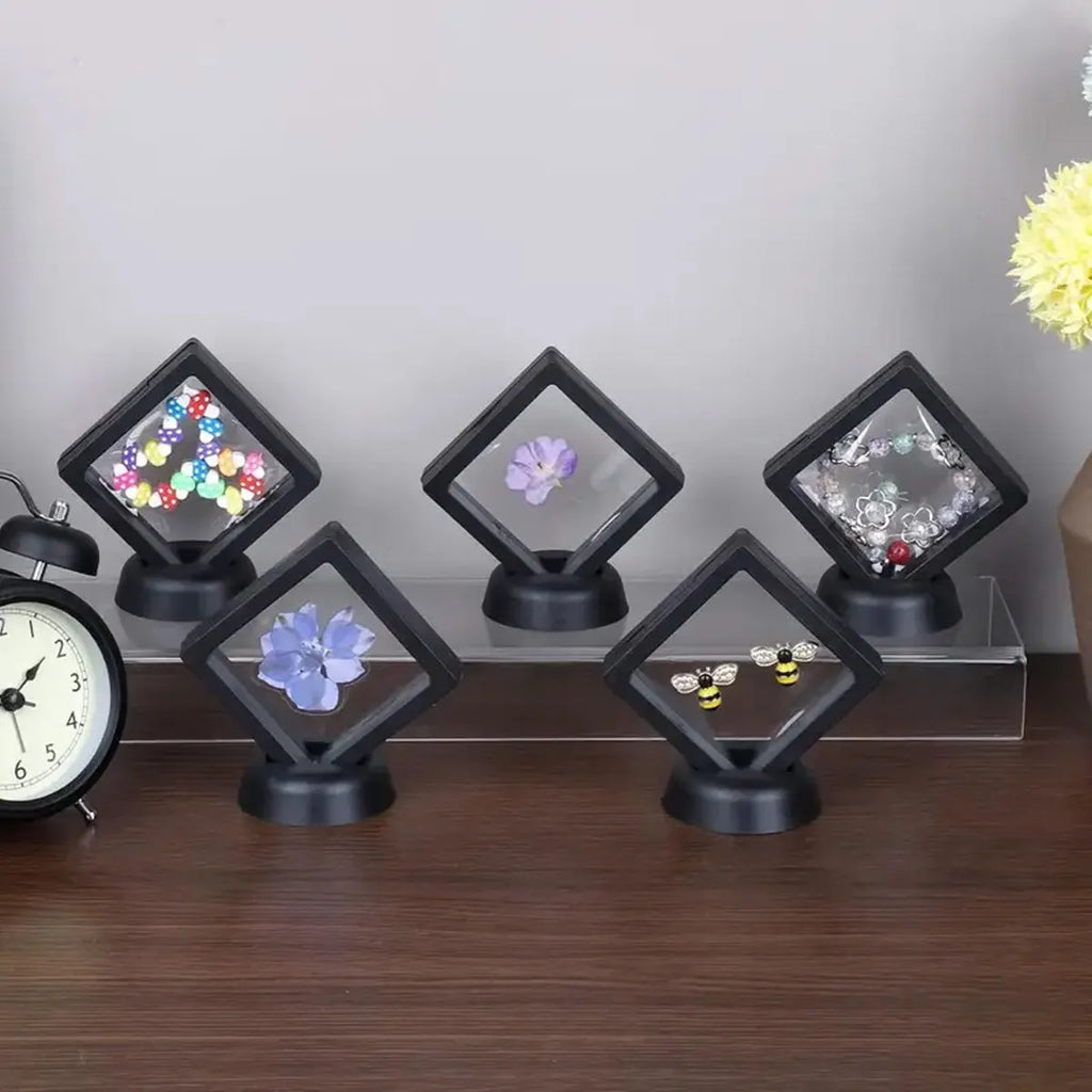 10pcs,Floating display box with base, transparent film display box, challenge coins, specimens, jewelry display and storage Oasis Select