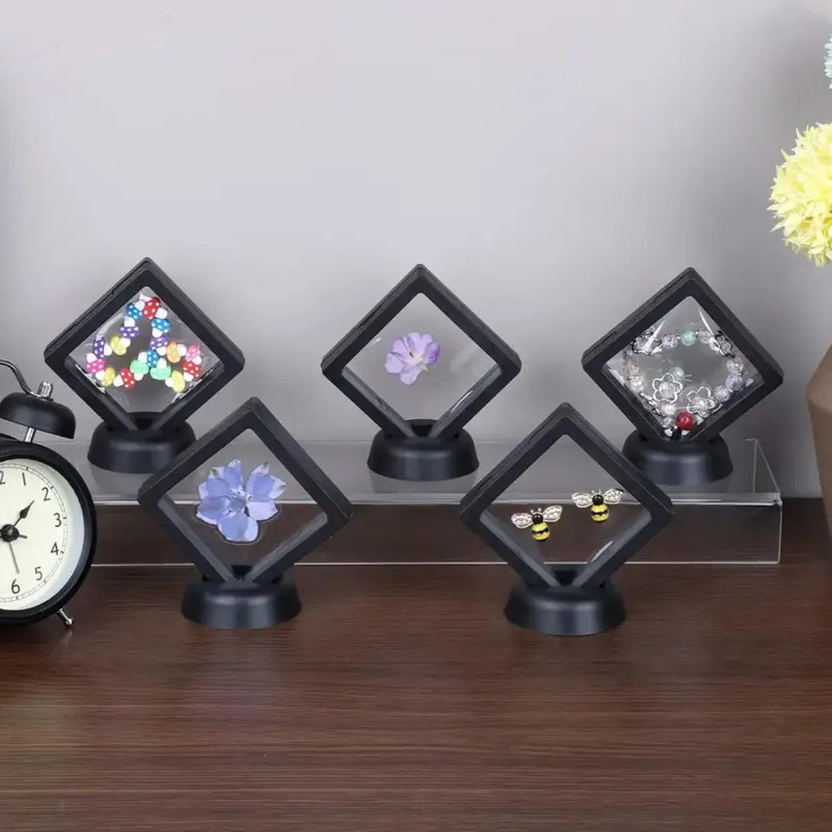 10pcs,Floating display box with base, transparent film display box, challenge coins, specimens, jewelry display and storage Oasis Select