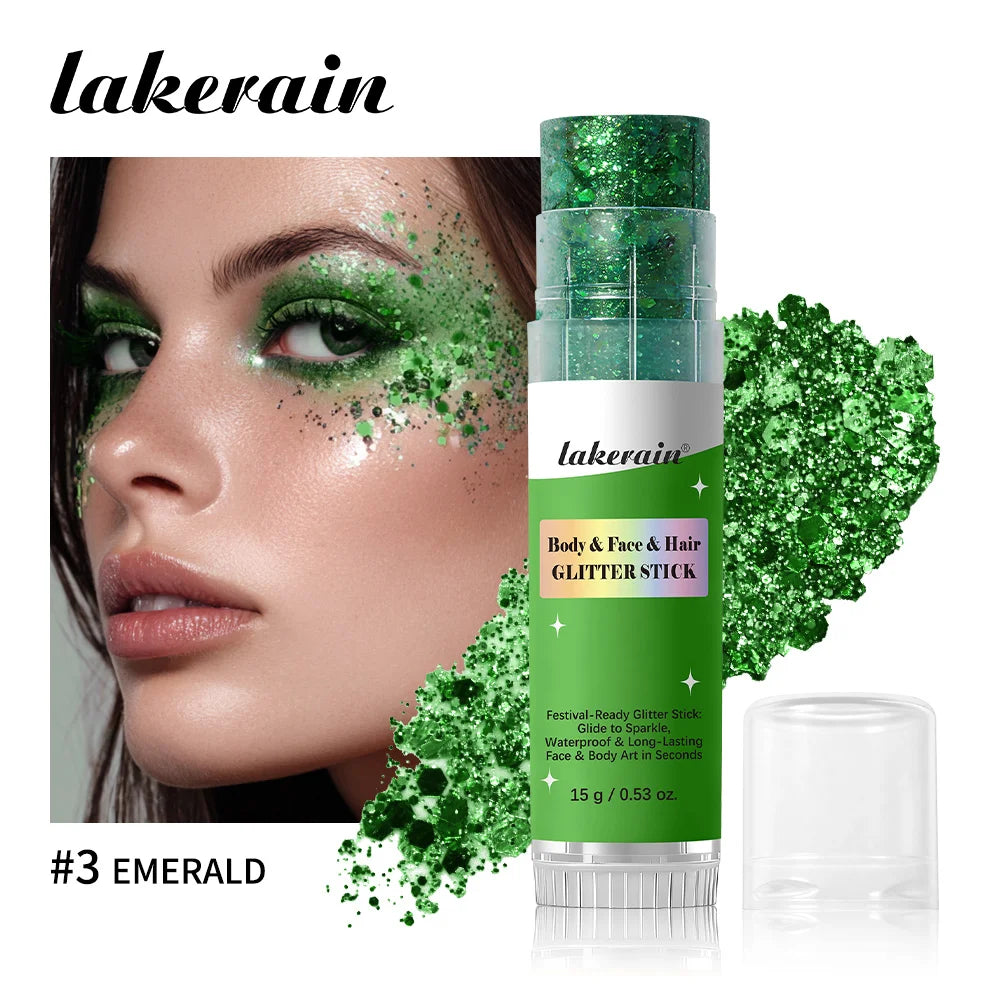 Body Shimmer Stick Glitter Glow Waterproof Long Lasting Non Sticky Smooth Rich & Dazzling Glitters Body For Festival Party Makeu Oasis Select 03 Emerald