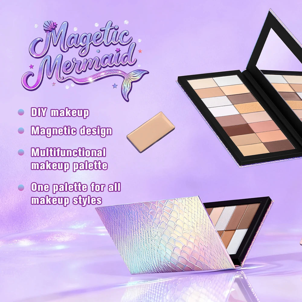Lakerain Magnetic Mermaid Makeup Palette Long Lasting Waterproof Eyeshadow Palette Refills Multi-purpose DIY Beauty Makeup Gifts Oasis Select