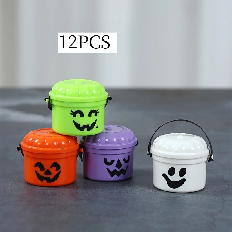 12-piece Halloween mini plastic gift set, various pumpkin face storage containers, "Trick or Treat", home decoration Oasis Select 12 pieces of pumpkin 5cm 3.5cm