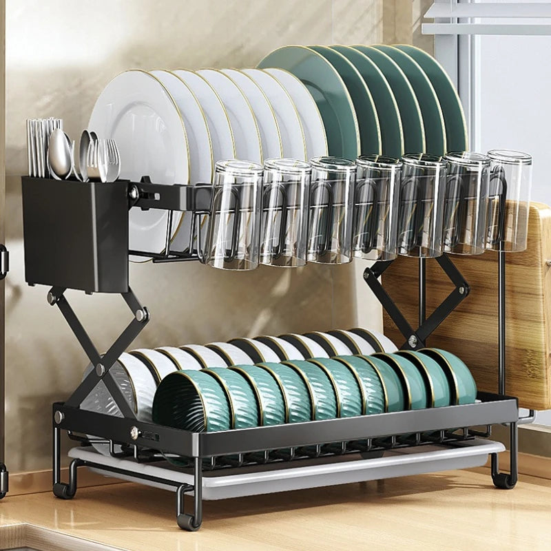 Kitchen, tableware, drain rack, dish storage rack, foldable household countertop, bowl rack, shelf Oasis Select