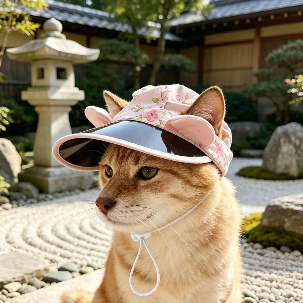 Summer Pet Cat Sun Hat With Ear Holes Dogs Sunscreen Hat Cute Adjustable Dog Fisherman Hat Pet Summer Caps Cat Pet Supplies Oasis Select