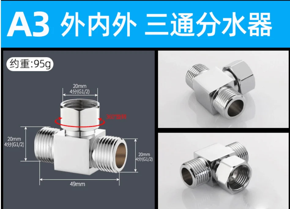 4 Points Faucet Inlet Valve G1/2 Brass Triangle Valve Heater Water Stop Valve Bathroom Toilet Washing Machine Universal Switch Oasis Select VFS-A3