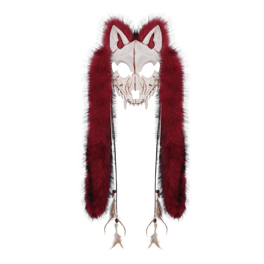 fursuit Halloween Carnival Animal Mask Viking Fox Werewolf Mask cosplay costumes accessions jirai kei Halloween cosplay Oasis Select Wine red