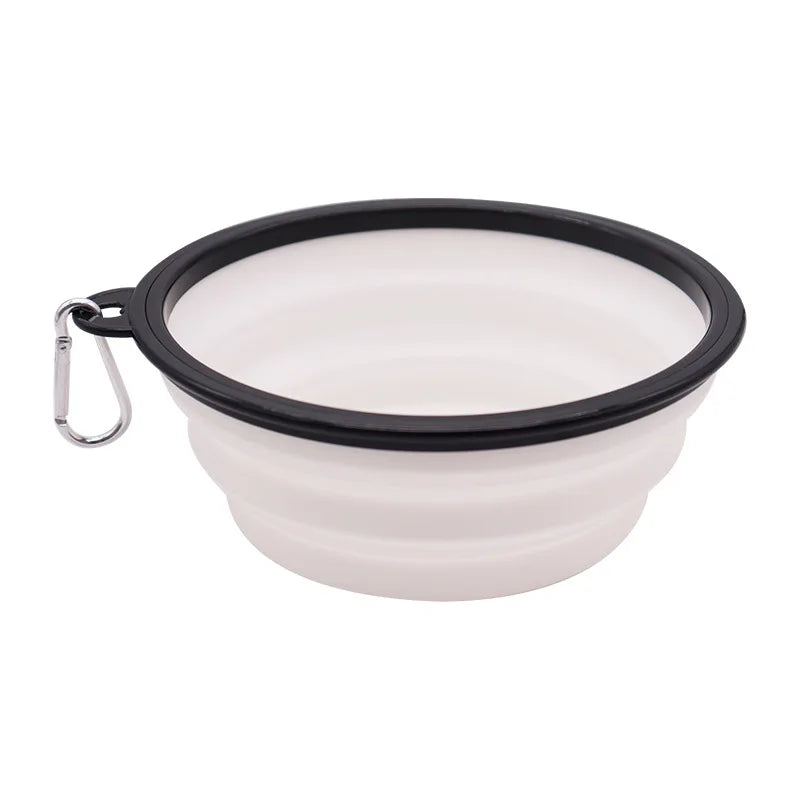 TPE dog bowl cat bowl wear-resistant and durable pet folding bowl travel outdoor drinking water feeding portable pet bowl Oasis Select white-1pcs 350ml