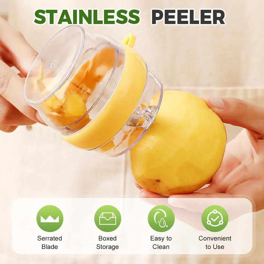 3 In 1 Peeler Easy To Clean Peeler With Container Stainless Steel Peeler Double-Sided For Household Cooking Food Preparation Oasis Select