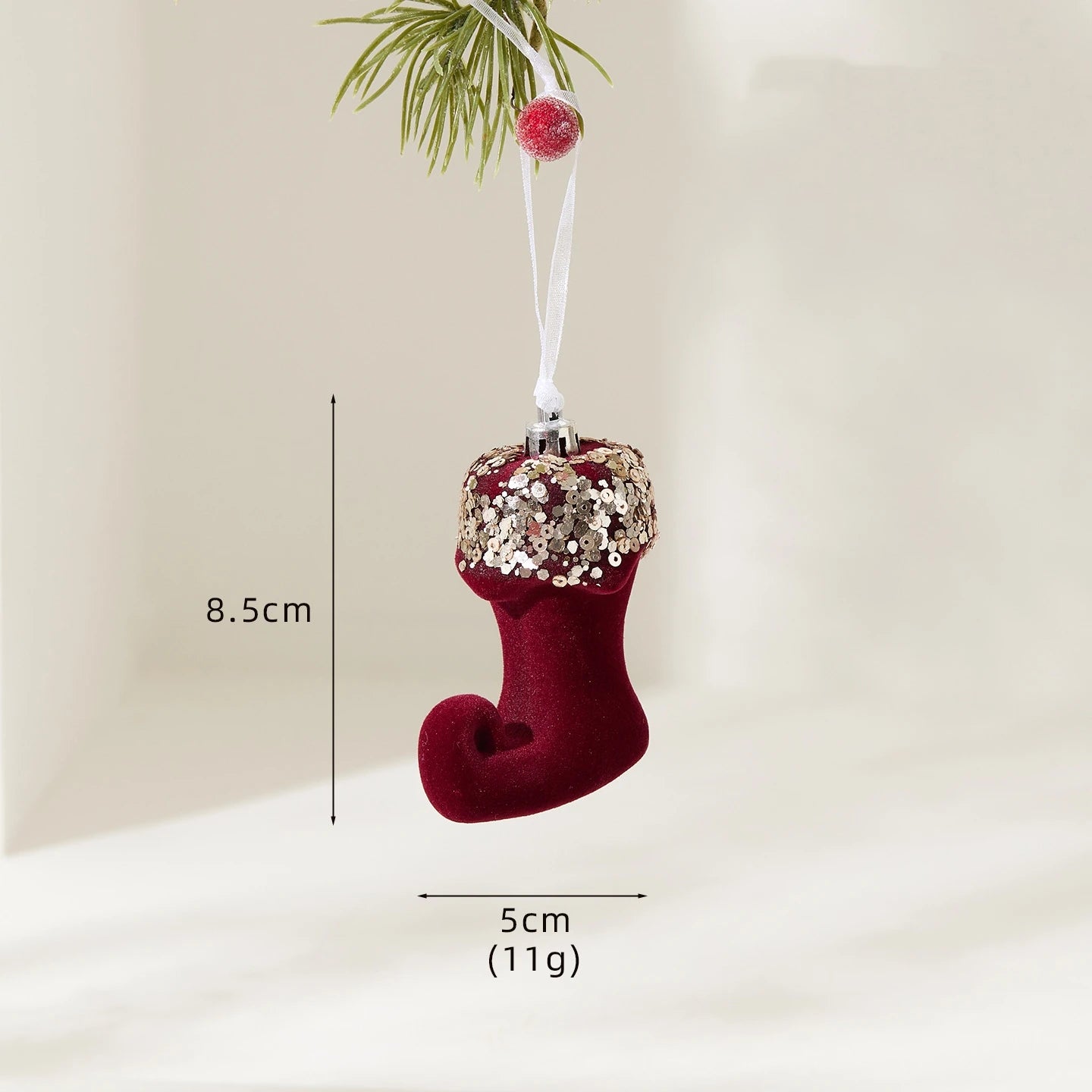 Nordic Christmas Decorations Flocked Burgundy Hanging Ornaments Christmas Tree Decorations Holiday Decor Oasis Select Style 4