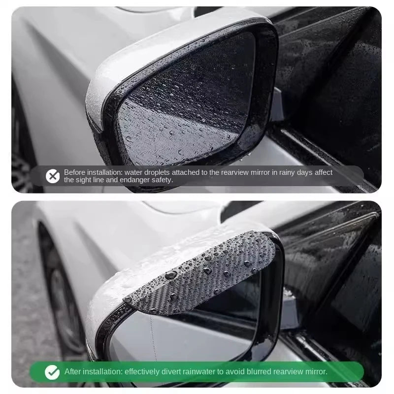 2PCS Carbon Fiber Rearview Mirror Rain Cover Visor Shade