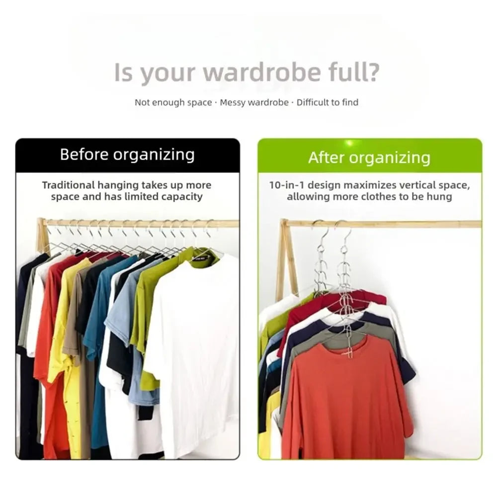 Foldable Multi-Hook Clothes Hanger | Space-Saving Closet Organizer